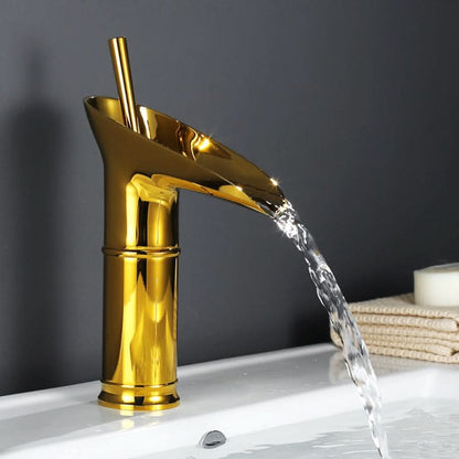 Skanto | Antique Brass Waterfall Bathroom Faucet