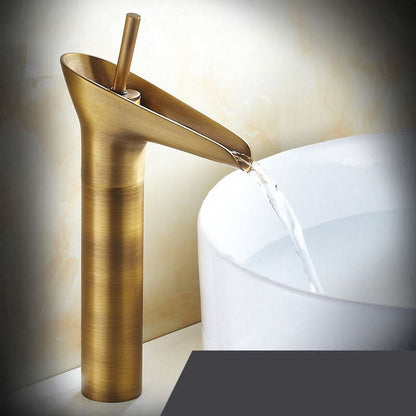 Skanto | Antique Brass Waterfall Bathroom Faucet