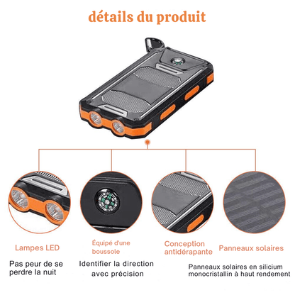 Skanto | Waterproof Shockproof Solar Battery 10 000 mAh | Solar Rechargeable