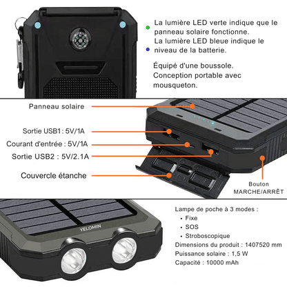 BowLift | Waterproof Shockproof Solar Battery 10,000 mAh | Solar Rechargeable