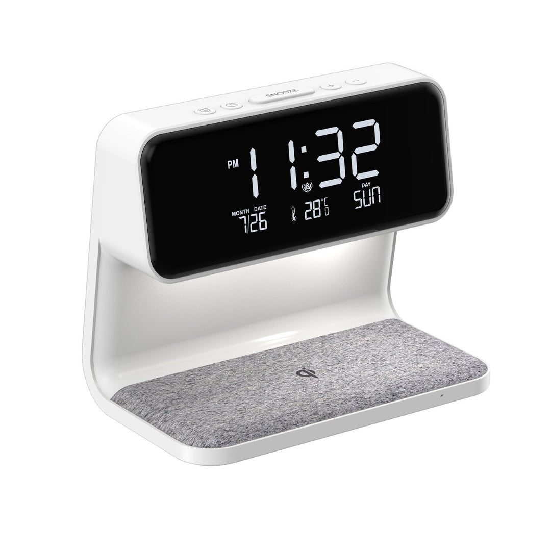 3-in-1 Bedside Lamp with Wireless Charger – LCD Alarm Clock & Touch Dimmable LED Table Lamp | Kalsten