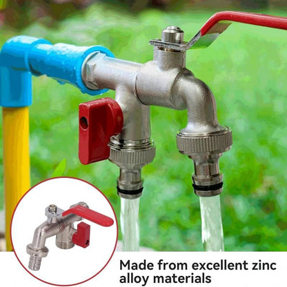 Brehn | Dual-Outlet Stainless Steel Garden Faucet – Rustproof 2-Way Faucet with Quick Connector & Independent Valves