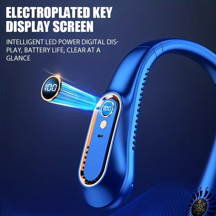 Stay Cool And Comfortable With This USB Rechargeable 5-Speed Adjustable Neck Fan - Digital Display & Bladeless! | Kalsten