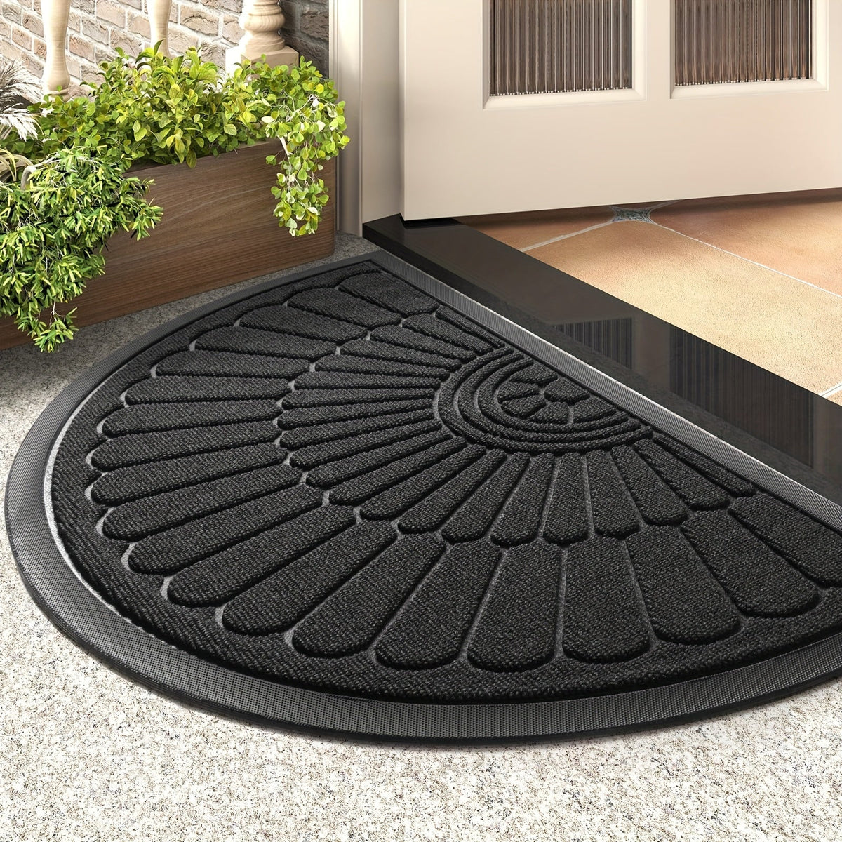 Semicircular rubber doormat – Durable and non-slip for indoors and outdoors | Brehn
