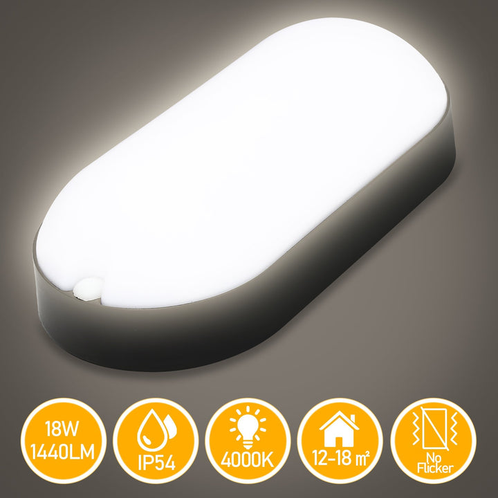 15W LED Moisture-Proof Light IP54 2 Pieces | Kalsten