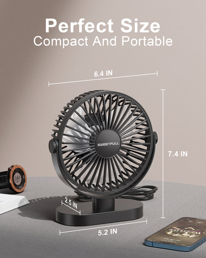 6.5 Inch USB Small Desk Fan for Home Office Car Outdoor Travel | Kalsten