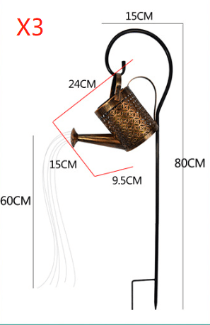 Enchanted Watering Can Outdoor Solar Watering Can Ornament Lamp Garden Art Light Decoration Hollow-out Iron Shower LED Lights | Kalsten