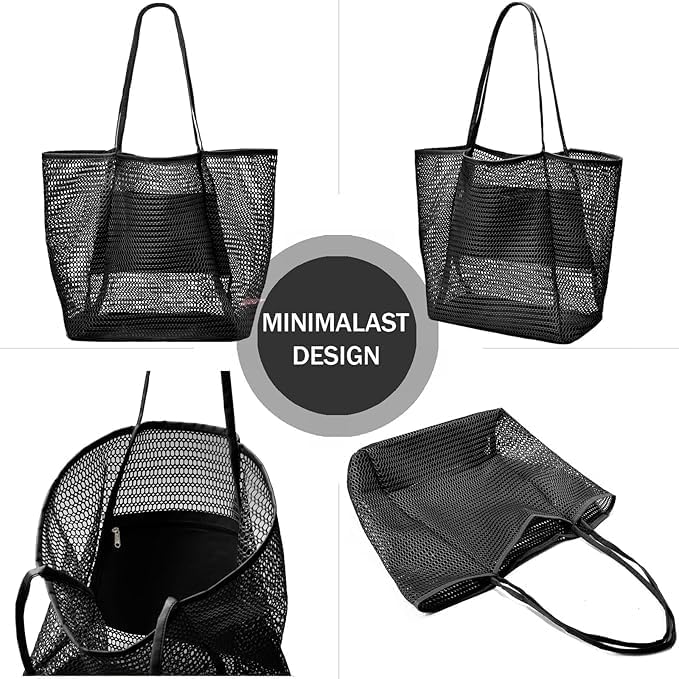 Foldable Mesh Beach Tote Bag with Inner Pocket | Kalsten