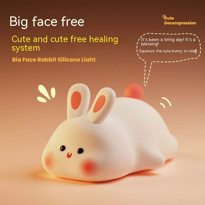 Cute LED Night Light Touch Sensor Cartoon Kid's Nightlights Big Face Rabbit Silicone Night Light Christmas Gift Bedside Lamp Home Decor | Kalsten