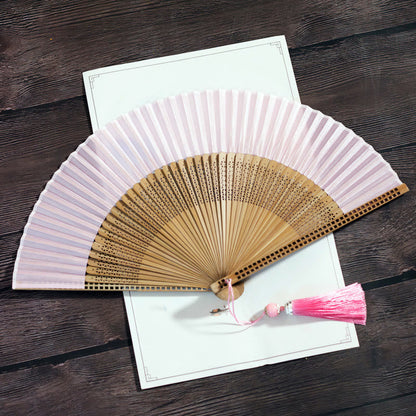 Bamboo satin hand fan