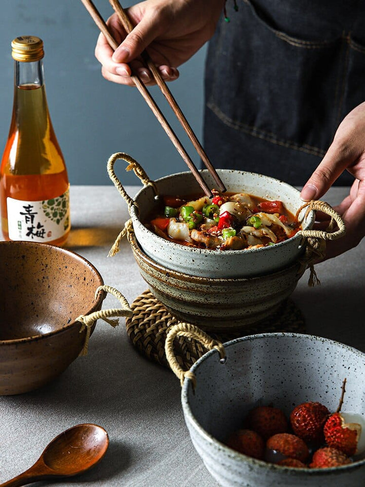 Fortessa ceramic bowl with hemp rope handle | Kalsten