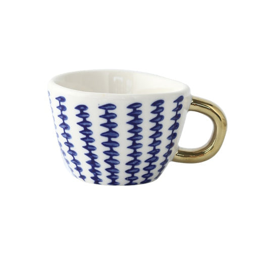 Kalsten | Cup with abstract geometric pattern and gold handle