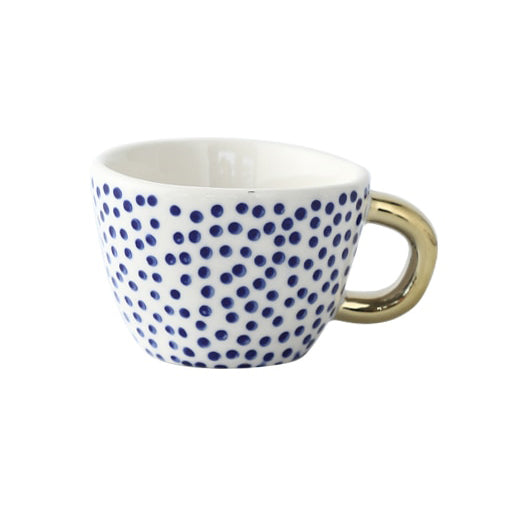 Kalsten | Cup with abstract geometric pattern and gold handle