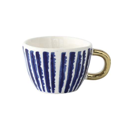 Kalsten | Cup with abstract geometric pattern and gold handle