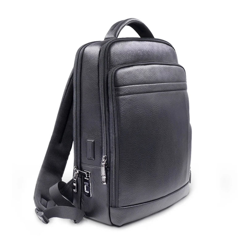 Premium Leather Backpack with Fingerprint Lock – Men’s Anti-Theft Backpack | Kalsten