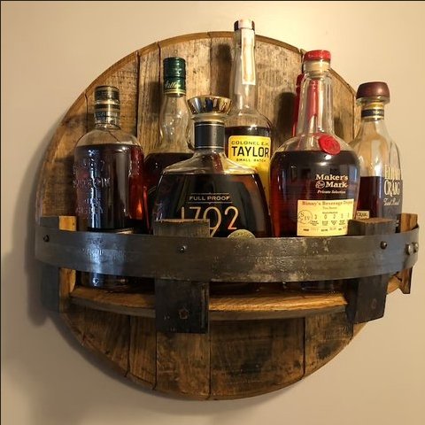 Rustic Oak Wall Shelf for Whisky Display Kalsten