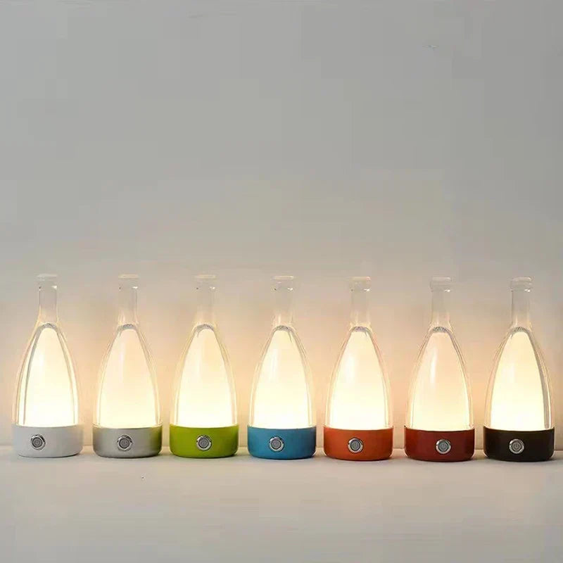 Stylish wine bottle table lamp - Rechargeable with dimmable light Kalsten