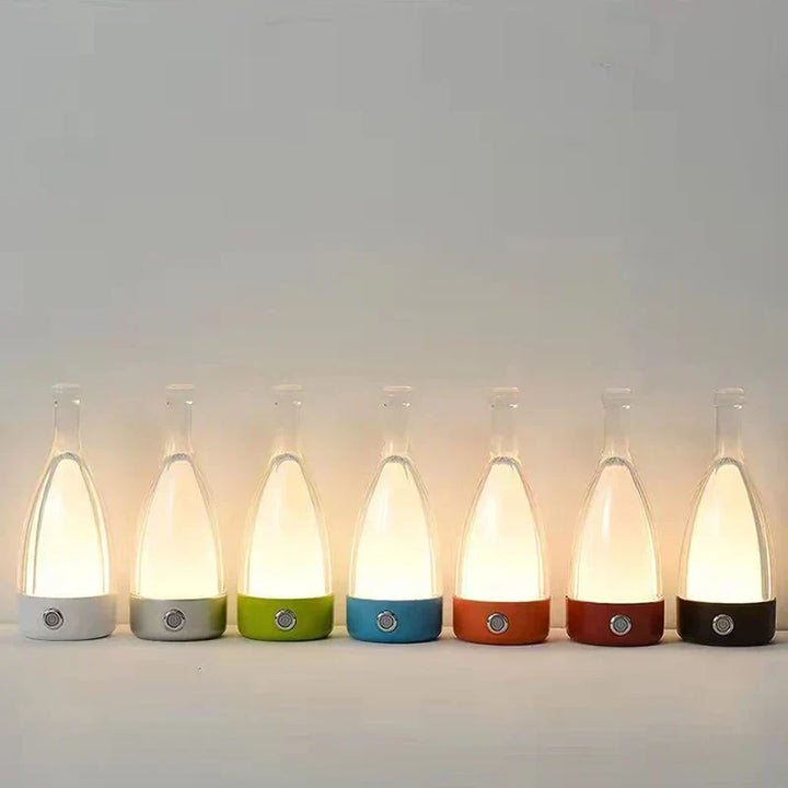 Stylish wine bottle table lamp - Rechargeable with dimmable light Kalsten