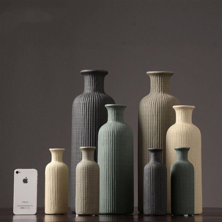 Kalsten | Brown Beige Gray Ceramic Flower Vase Pot │ Home Decoration Item