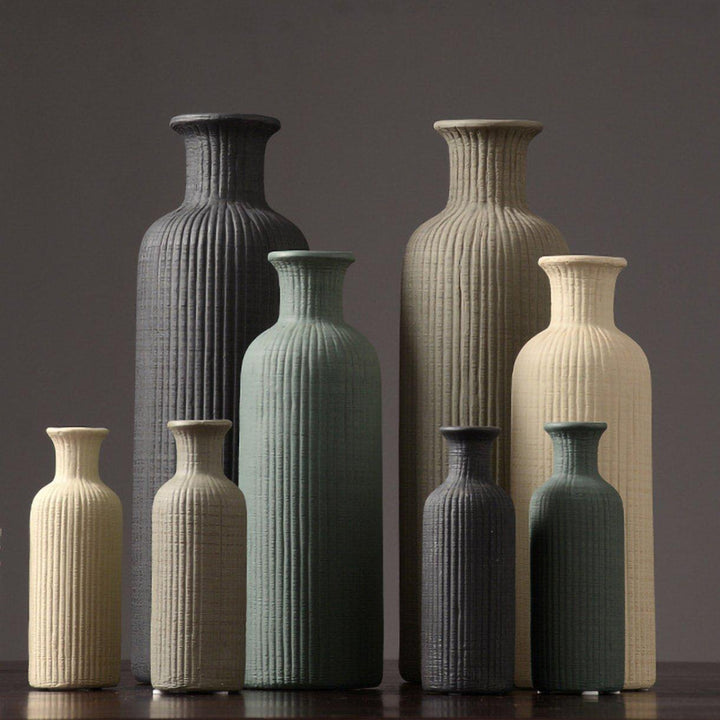 Kalsten | Brown Beige Gray Ceramic Flower Vase Pot │ Home Decoration Item