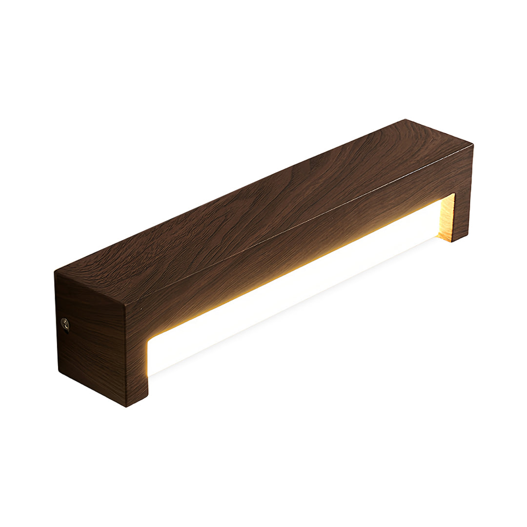 LED Wall Sconce Light – Modern Minimalist Geometric Wood Grain Iron (30x10cm / 11.8x3.9in) | Kalsten