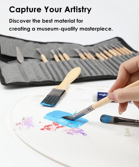 Brush set 24-piece with roll-up case and palette knife | Kalsten