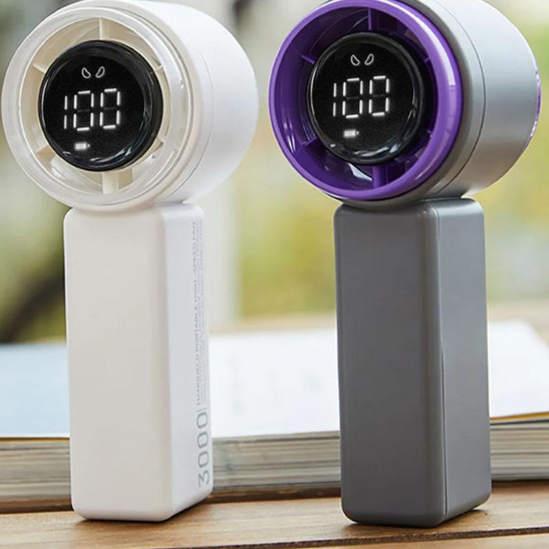 Compact High-Speed Handheld Fan with Digital Display - USB Rechargeable, 5 Speeds | Kalsten