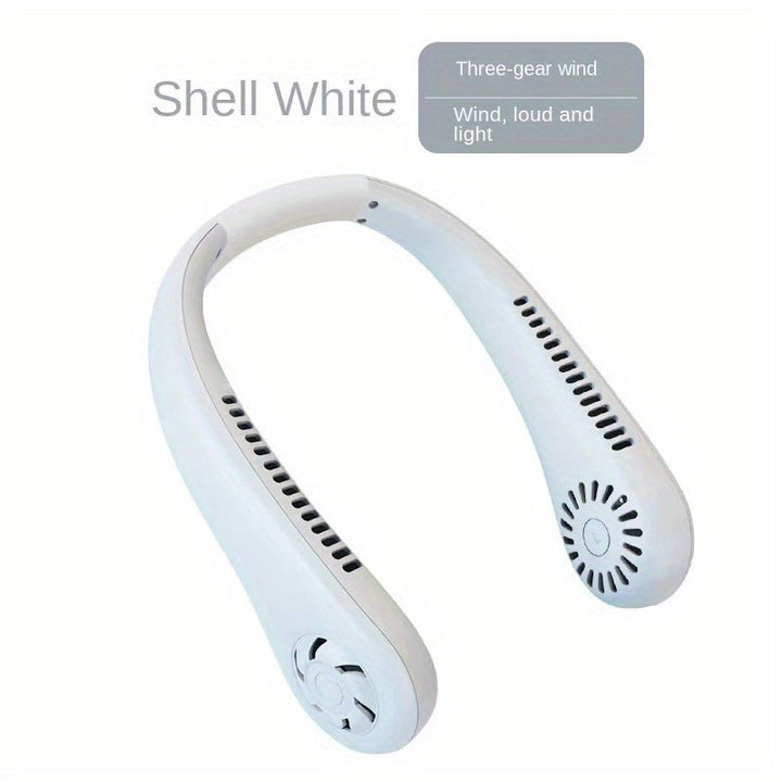 1pc Hands-Free Portable Neck Fan - Rechargeable, Leafless, and USB Powered - Perfect for Desk and Travel Use | Kalsten