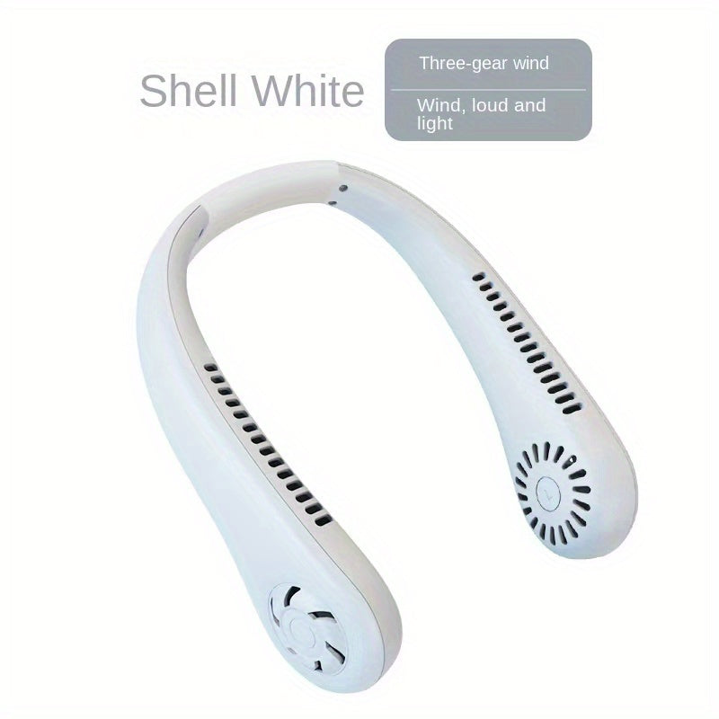 1pc Hands-Free Portable Neck Fan - Rechargeable, Leafless, and USB Powered - Perfect for Desk and Travel Use | Kalsten
