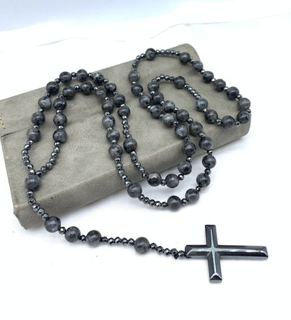 Skanto | Tiger Eye and Lapis Lazuli Cross Rosary Necklace for Men - Orion