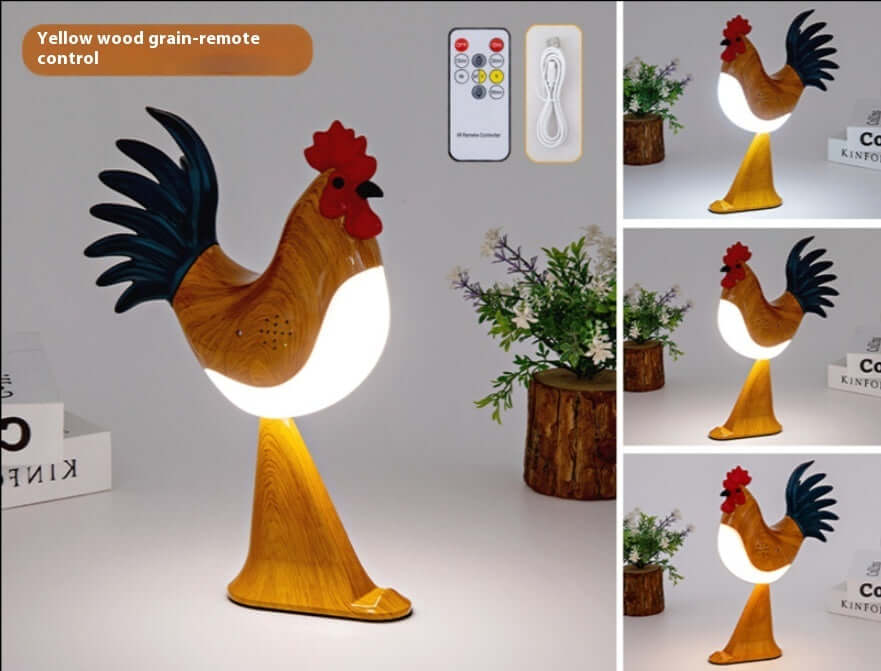 LED Rooster Night Light Touch With Sound Rechargeable Bedroom Bedside Lamp Dimmable Car Ambience Aroma Carrying Lamp Home Decor | Kalsten