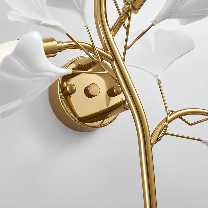 Nordic Gold Leaves & Branches Wall Sconce – 3-Color Dimmable LED Botanical Art Light - Iron | Kalsten