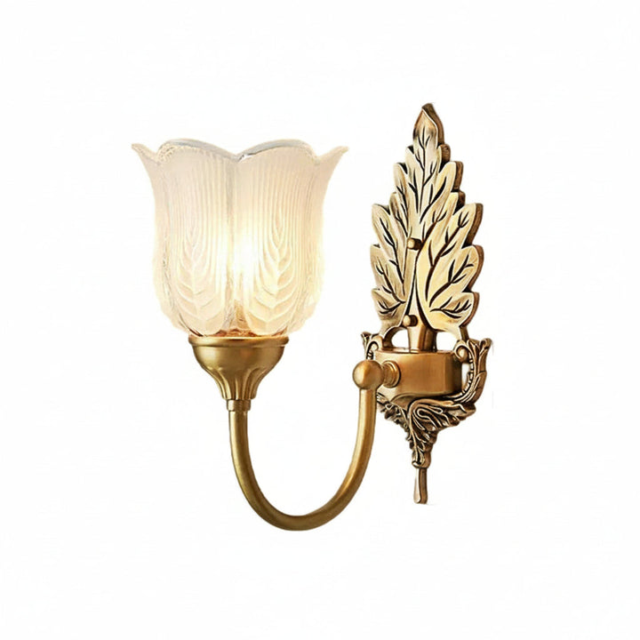 Brass Wall Sconce – American Vintage Bud Glass (E14 LED & 29-30cm) | Kalsten