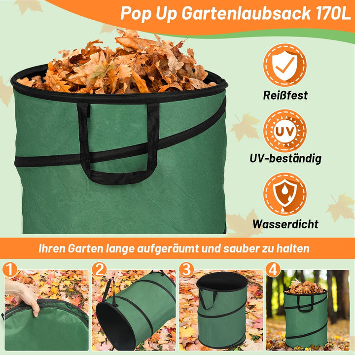 Gartensack Pop Up Garden Waste Bag 170L with Handles | Kalsten