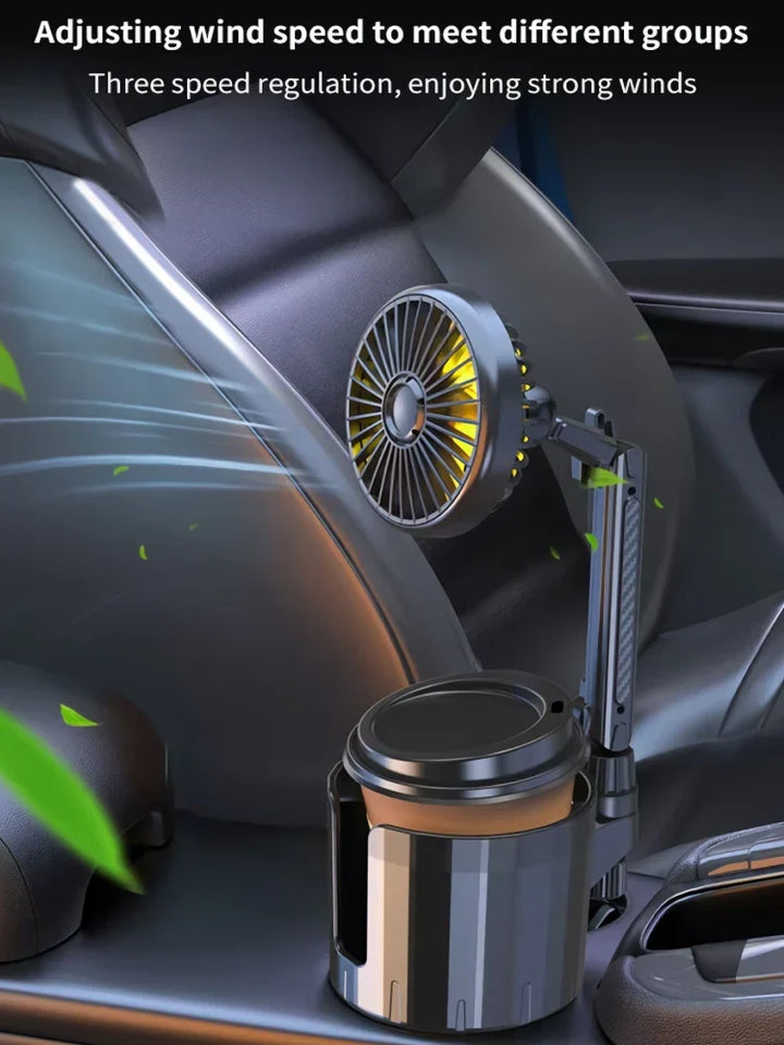 2-in-1 Car Cup Holder Fan with Adjustable Cooling and USB Charging | Kalsten