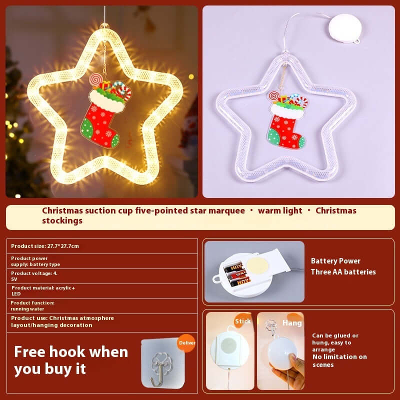 Christmas Pendant Decoration Christmas Atmosphere Led Lights Led Christmas Star Light Decoration For Window Door For Holiday | Kalsten
