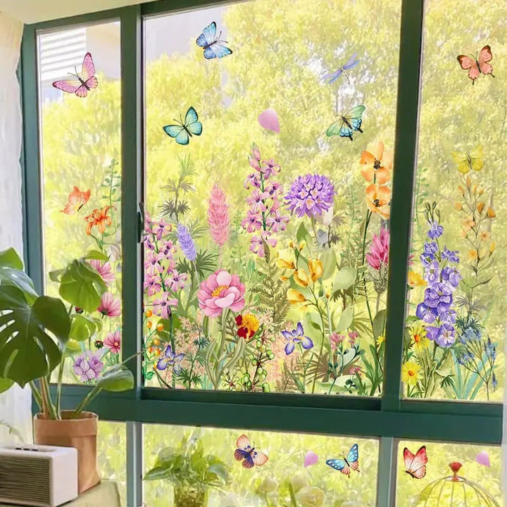 Kalsten | 💐 Colorful Floral Bouquet Window Sticker 🖼️ (Removable without leaving marks)