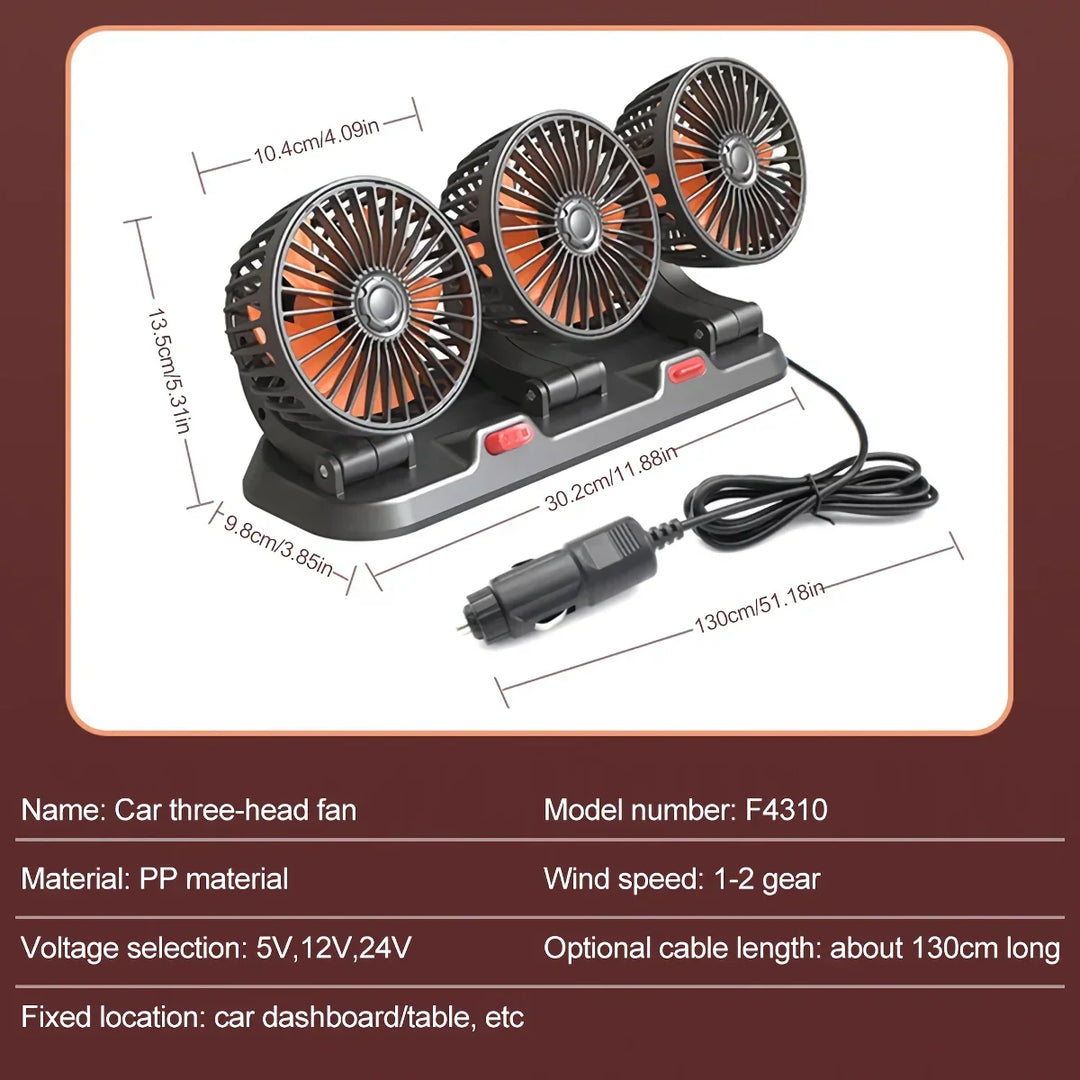 Adjustable 3-Head Electric Fan | Kalsten