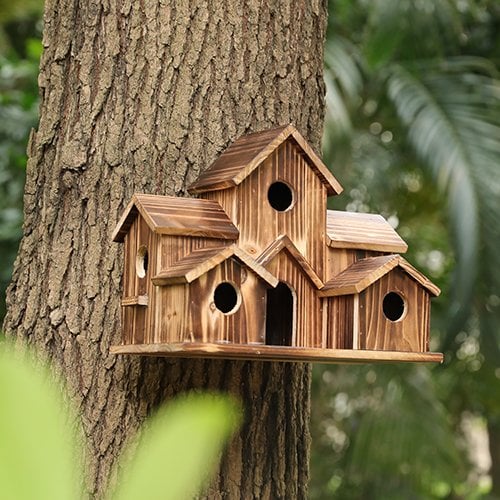 Handmade Wooden Birdhouse – 6 Holes