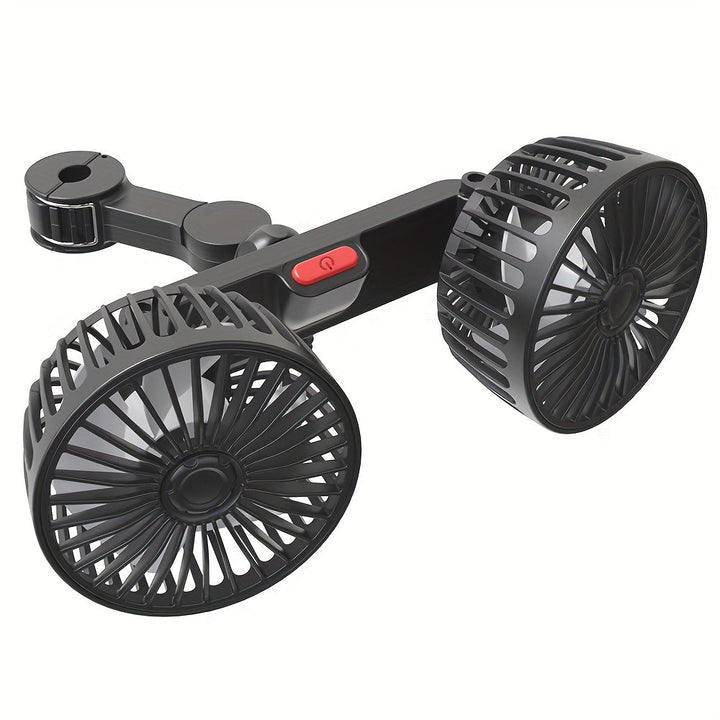 1 Pc Car Fan, Car Small Air Conditioner, Double-headed Rear Fan, Strong Wind, 360 Degrees Rotation, Large Air Volume, Subwoofer Operation, Base Fixed Clip Mounting Method, Suitable For Car Home | Kalsten