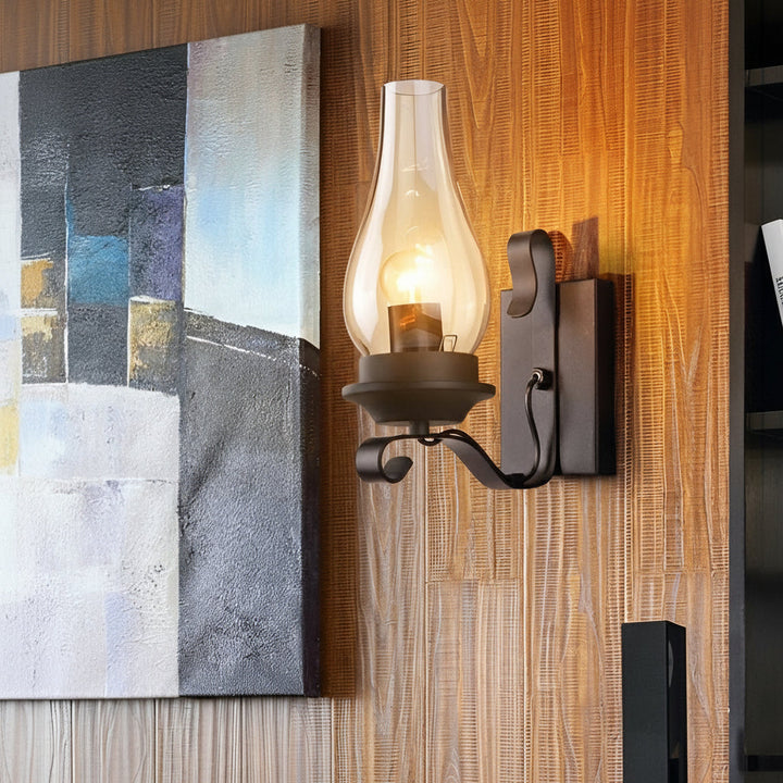 Glass Wall Sconce – Industrial Retro Iron Vintage E27 (20x30cm) | Kalsten