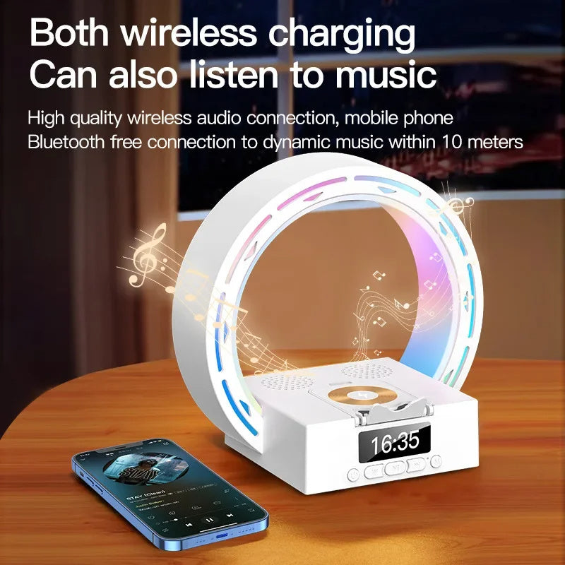 Kalsten | 4-in-1 Bluetooth speaker lamp with charging pad and alarm clock