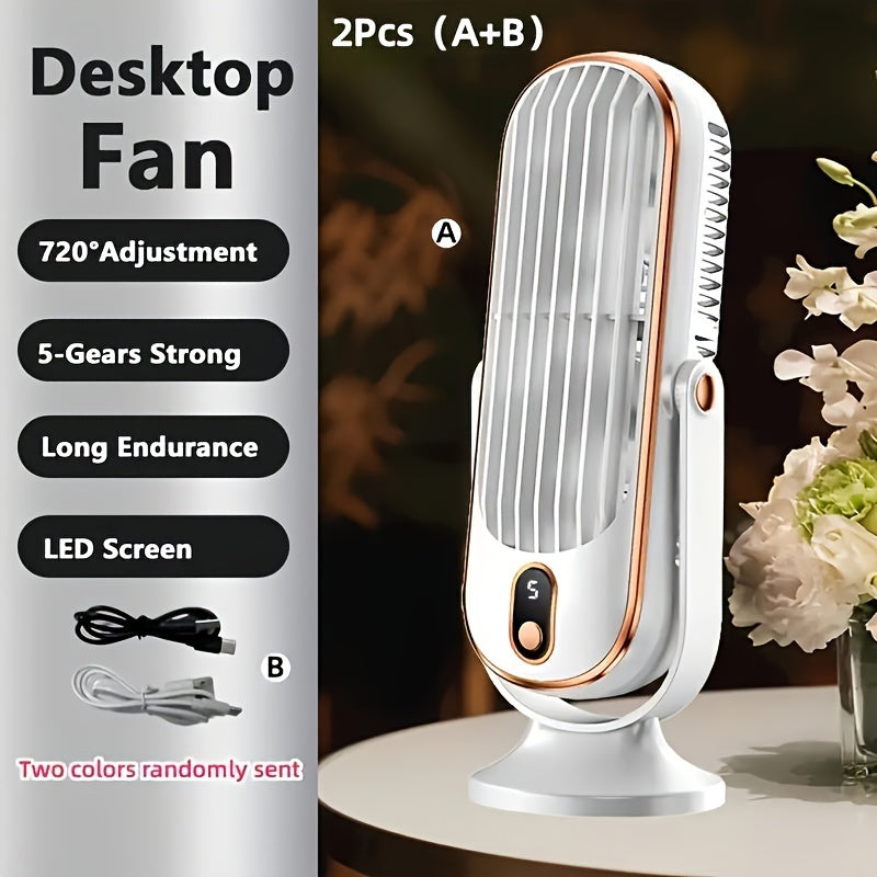 Portable Air Conditioner Fan - Large Battery, Dual Motor, 5-Speed Air Cooler with 720° Surround Air Blower - Ideal for Office, Camping, Outdoor RV, USB Fan - Great Gift for Thanksgiving, Halloween, Christmas | Kalsten