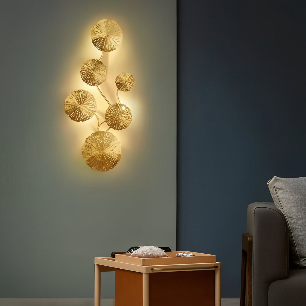 LED Wall Sconce Light – Modern Lotus Leaf Stainless Steel Gold (40-80cm H) | Kalsten