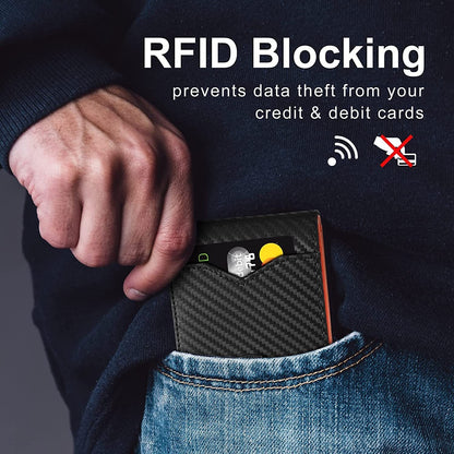 Slim RFID wallet for men | Leather card holder | Black