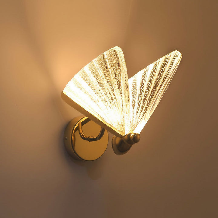 LED Wall Sconce Light – Modern Butterfly Acrylic Gold (25x19cm / 9.8x7.5in) | Kalsten