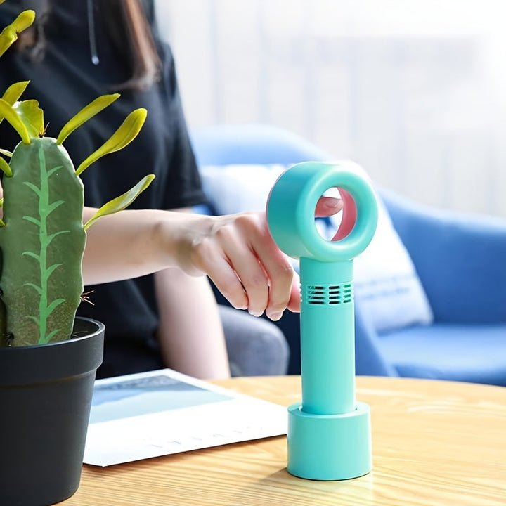 1pc USB Rechargeable Bladeless Handheld Fan - Portable Mini Desk Fan with 3 Speeds for Travel, Camping, Office, and Room Use | Kalsten