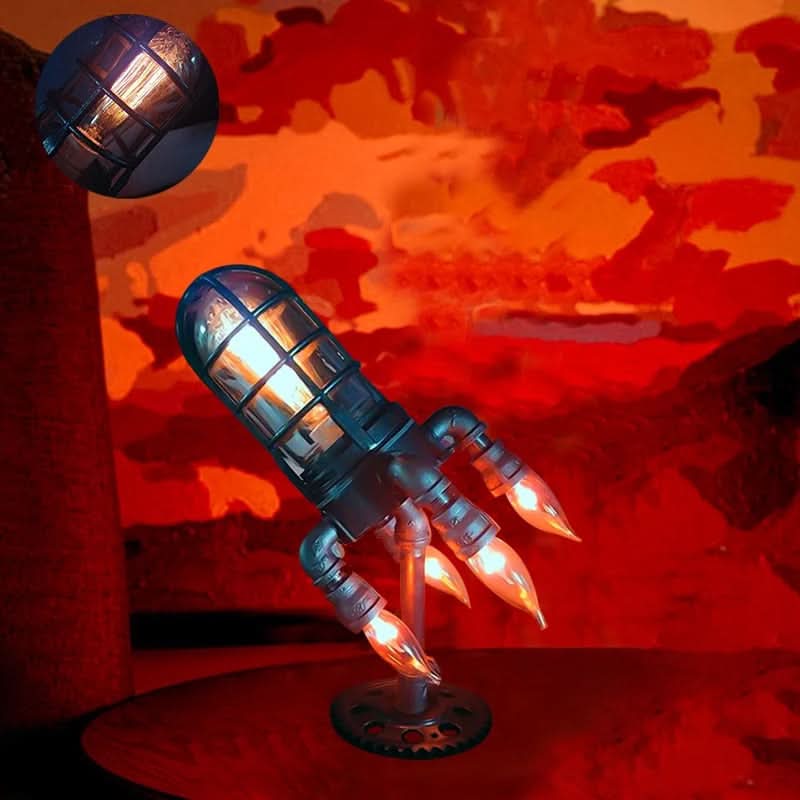Steampunk Rocket Table Lamp with Flame Light | Kalsten