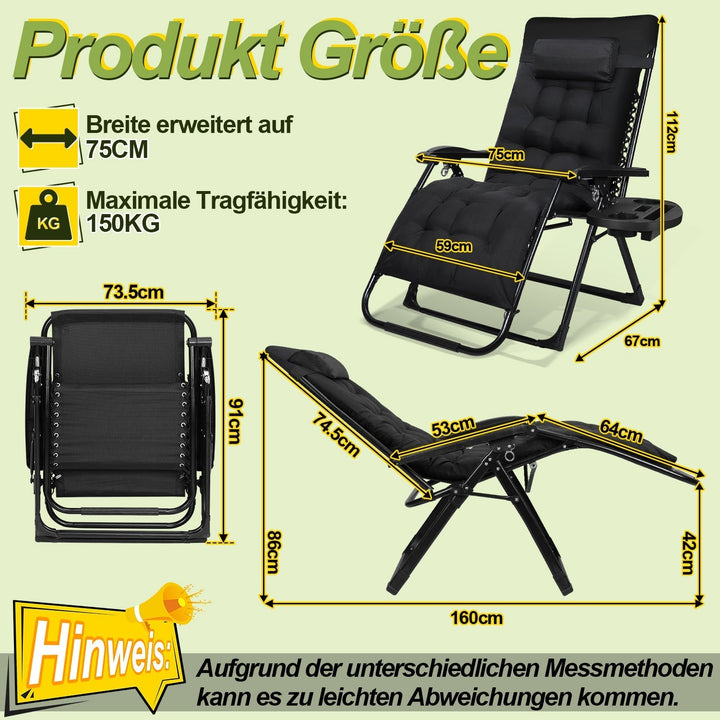 Sun Lounger Folding Deck Chair up to 200kg | Kalsten