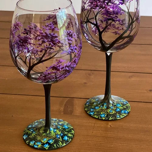 Four Seasons Hand-Painted Wine Glass